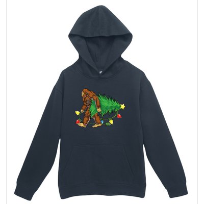 Bigfoot Christmas Tree Lights Xmas Boys Sasquatch Lovers Urban Pullover Hoodie