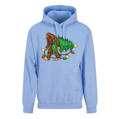 Bigfoot Christmas Tree Lights Xmas Boys Sasquatch Lovers Unisex Surf Hoodie