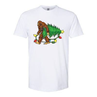 Bigfoot Christmas Tree Lights Xmas Boys Sasquatch Lovers Softstyle CVC T-Shirt