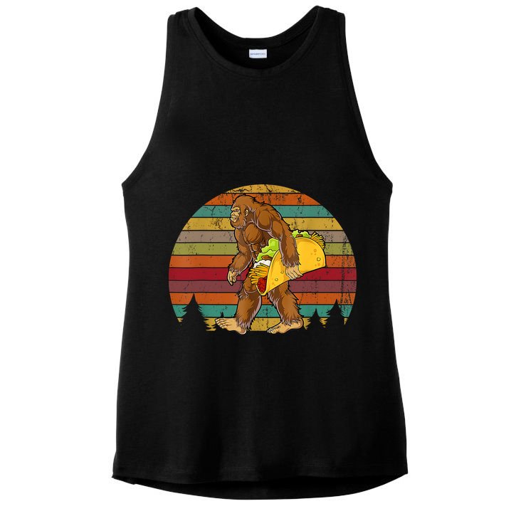 Bigfoot Carrying Taco Funny Cinco De Mayo Boy Men Sasquatch Ladies PosiCharge Tri-Blend Wicking Tank