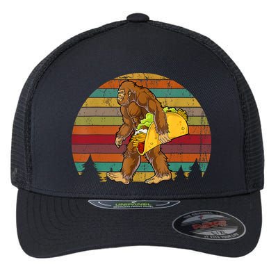 Bigfoot Carrying Taco Funny Cinco De Mayo Boy Men Sasquatch Flexfit Unipanel Trucker Cap