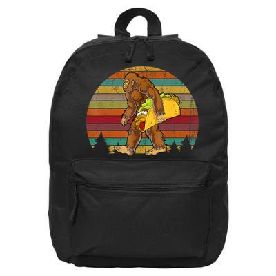 Bigfoot Carrying Taco Funny Cinco De Mayo Boy Men Sasquatch 16 in Basic Backpack