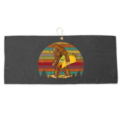 Bigfoot Carrying Taco Funny Cinco De Mayo Boy Men Sasquatch Large Microfiber Waffle Golf Towel