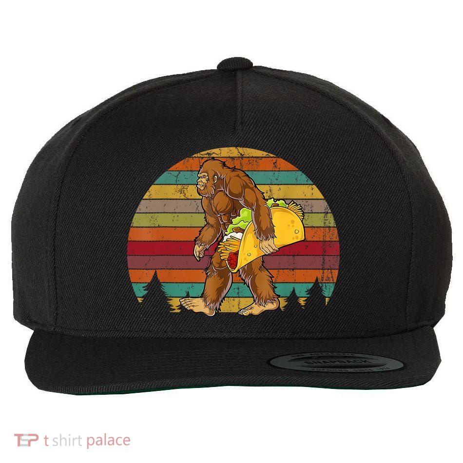 Bigfoot Carrying Taco Funny Cinco De Mayo Boy Men Sasquatch Wool Snapback Cap