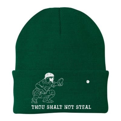 Baseball Catcher Thou Shalt Not Steal Christian Player Coach Knit Cap Winter Beanie