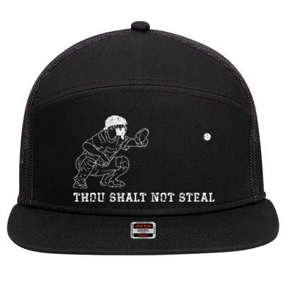 Baseball Catcher Thou Shalt Not Steal Christian Player Coach 7 Panel Mesh Trucker Snapback Hat