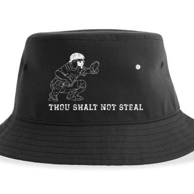 Baseball Catcher Thou Shalt Not Steal Christian Player Coach Sustainable Bucket Hat