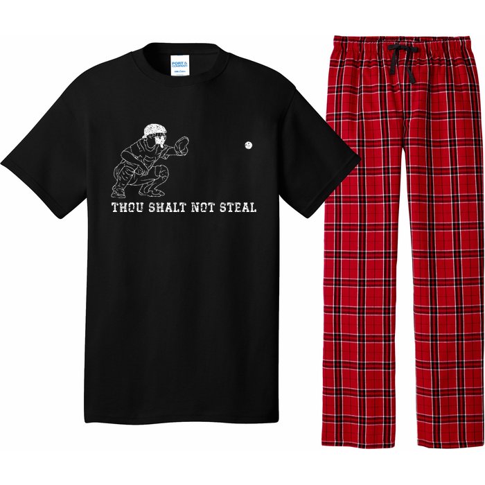 Baseball Catcher Thou Shalt Not Steal Christian Player Coach Pajama Set