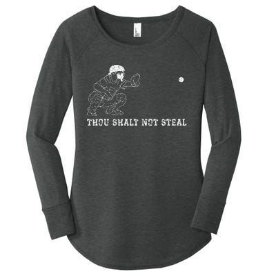 Baseball Catcher Thou Shalt Not Steal Christian Player Coach Women's Perfect Tri Tunic Long Sleeve Shirt