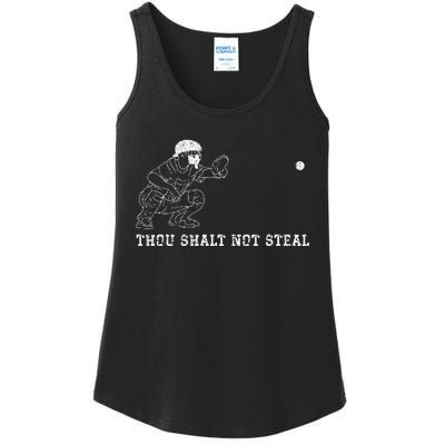 Baseball Catcher Thou Shalt Not Steal Christian Player Coach Ladies Essential Tank