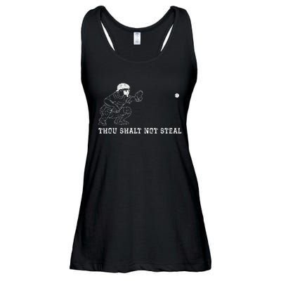 Baseball Catcher Thou Shalt Not Steal Christian Player Coach Ladies Essential Flowy Tank