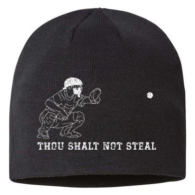 Baseball Catcher Thou Shalt Not Steal Christian Player Coach Sustainable Beanie