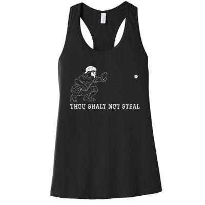 Baseball Catcher Thou Shalt Not Steal Christian Player Coach Women's Racerback Tank