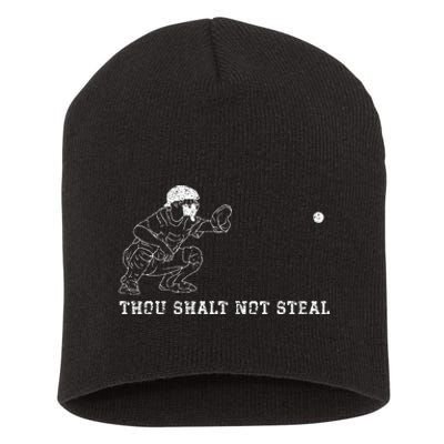 Baseball Catcher Thou Shalt Not Steal Christian Player Coach Short Acrylic Beanie