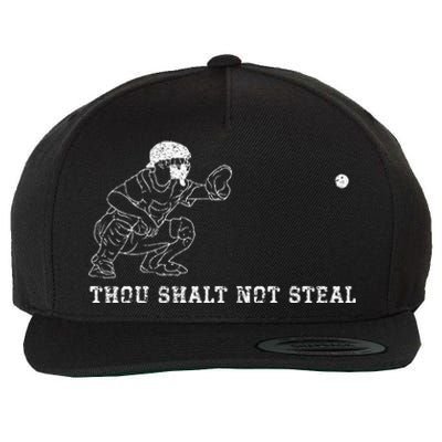 Baseball Catcher Thou Shalt Not Steal Christian Player Coach Wool Snapback Cap