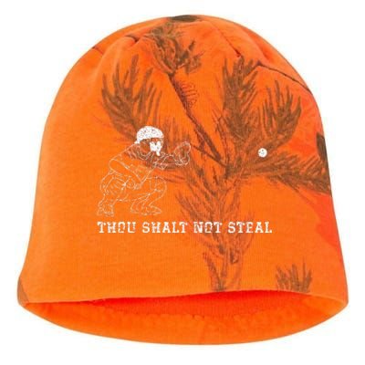 Baseball Catcher Thou Shalt Not Steal Christian Player Coach Kati - Camo Knit Beanie