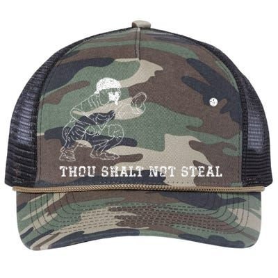 Baseball Catcher Thou Shalt Not Steal Christian Player Coach Retro Rope Trucker Hat Cap