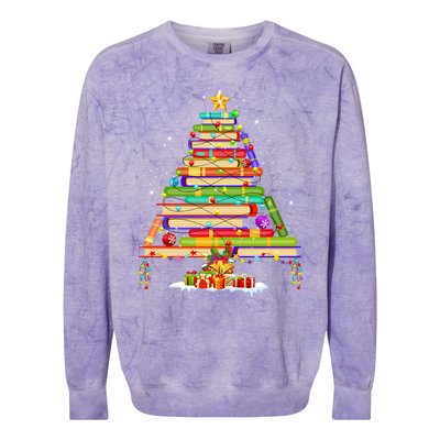 Books Christmas Tree Decor Xmas For Librarian Teacher Meaningful Gift Colorblast Crewneck Sweatshirt