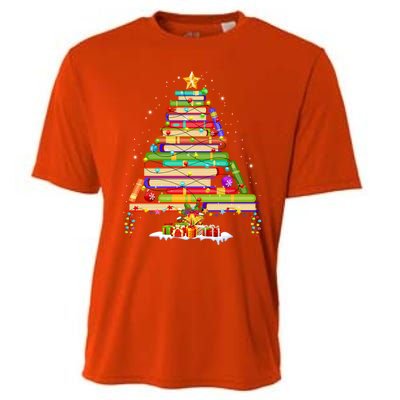 Books Christmas Tree Decor Xmas For Librarian Teacher Meaningful Gift Cooling Performance Crew T-Shirt