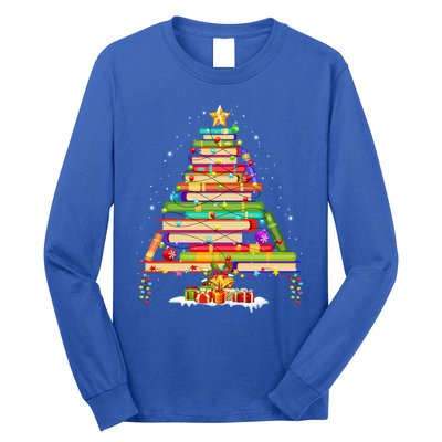 Books Christmas Tree Decor Xmas For Librarian Teacher Meaningful Gift Long Sleeve Shirt