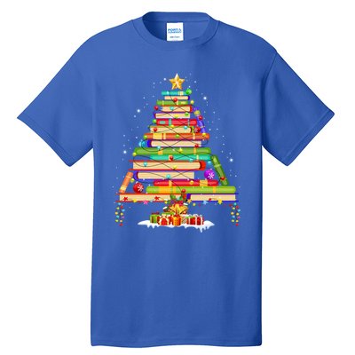 Books Christmas Tree Decor Xmas For Librarian Teacher Meaningful Gift Tall T-Shirt