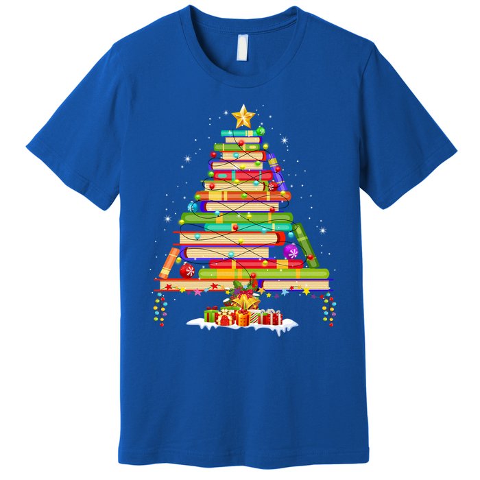 Books Christmas Tree Decor Xmas For Librarian Teacher Meaningful Gift Premium T-Shirt