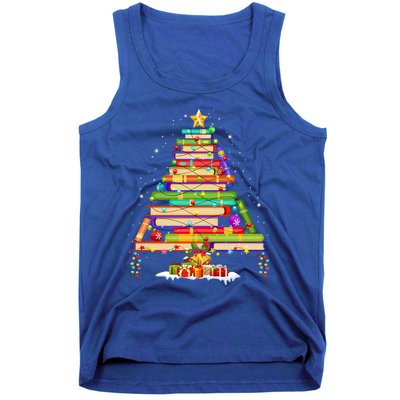 Books Christmas Tree Decor Xmas For Librarian Teacher Meaningful Gift Tank Top