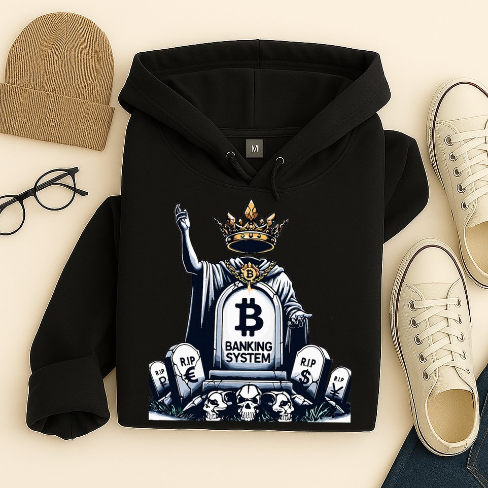 Bitcoin Crypto the new king Funny Vintage Banking System  Hoodie