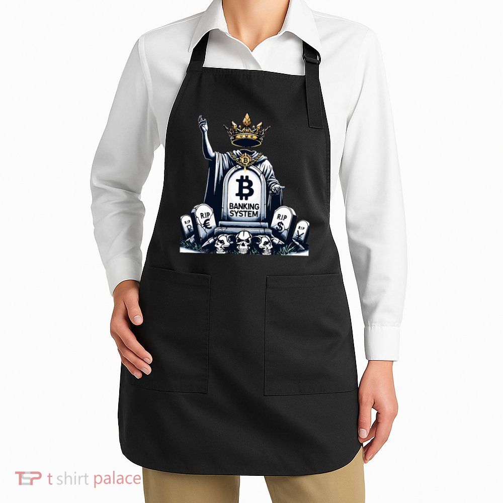 Bitcoin Crypto the new king Funny Vintage Banking System  Apron