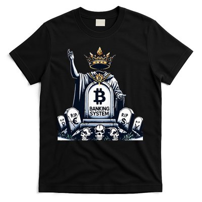 Bitcoin Crypto the new king Funny Vintage Banking System  T-Shirt