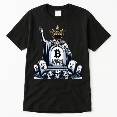 Bitcoin Crypto the new king Funny Vintage Banking System  Tall T-Shirt