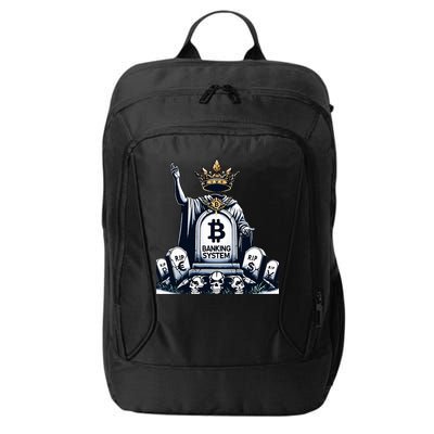 Bitcoin Crypto the new king Funny Vintage Banking System  City Backpack