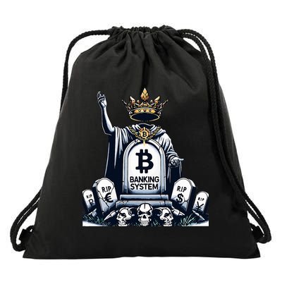 Bitcoin Crypto the new king Funny Vintage Banking System  Drawstring Bag