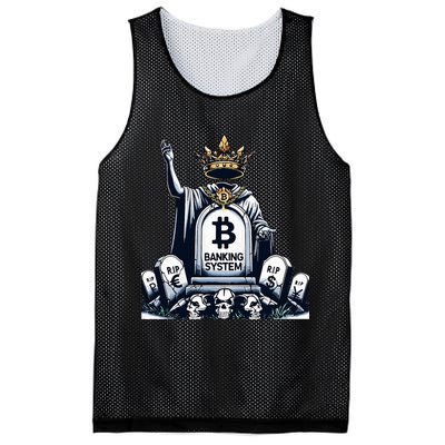 Bitcoin Crypto the new king Funny Vintage Banking System  Mesh Reversible Basketball Jersey Tank