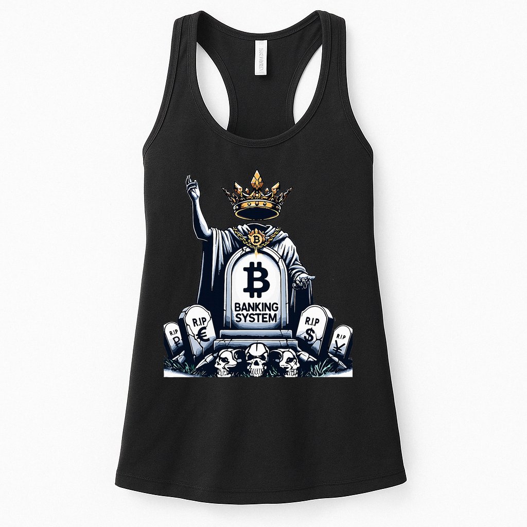 Bitcoin Crypto the new king Funny Vintage Banking System  Womens Tank Top