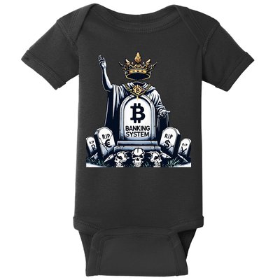 Bitcoin Crypto the new king Funny Vintage Banking System  Baby Bodysuit