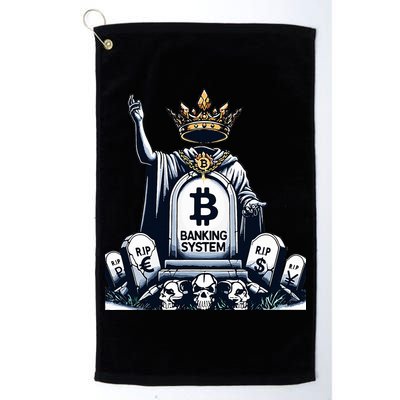 Bitcoin Crypto the new king Funny Vintage Banking System  Golf Towel