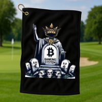 Bitcoin Crypto the new king Funny Vintage Banking System  Golf Towel