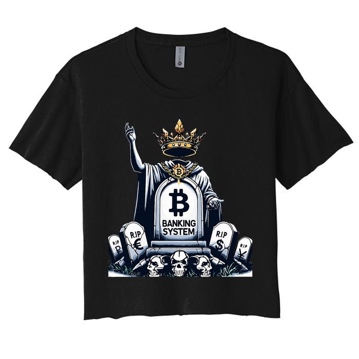 Bitcoin Crypto the new king Funny Vintage Banking System  Crop Top