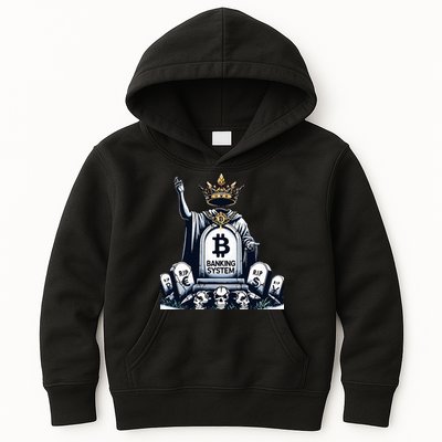 Bitcoin Crypto the new king Funny Vintage Banking System  Kids Hoodie