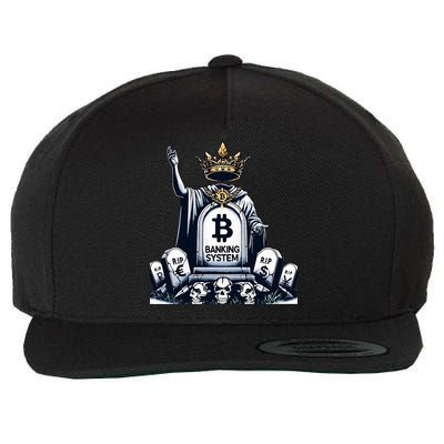 Bitcoin Crypto the new king Funny Vintage Banking System  Wool Snapback Cap