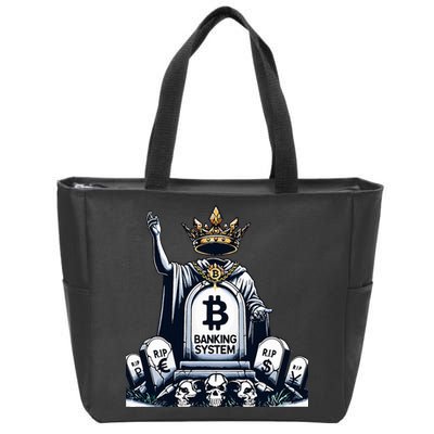 Bitcoin Crypto the new king Funny Vintage Banking System  Zip Tote Bag