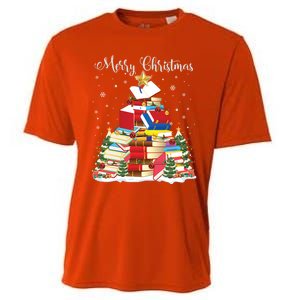 Books Christmas Tree Reading Gift Book Lover Pajama Funny Gift Cooling Performance Crew T-Shirt