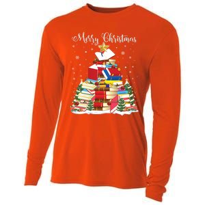 Books Christmas Tree Reading Gift Book Lover Pajama Funny Gift Cooling Performance Long Sleeve Crew