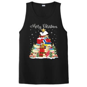 Books Christmas Tree Reading Gift Book Lover Pajama Funny Gift PosiCharge Competitor Tank