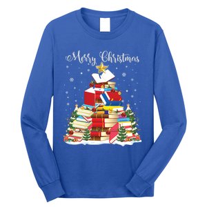 Books Christmas Tree Reading Gift Book Lover Pajama Funny Gift Long Sleeve Shirt