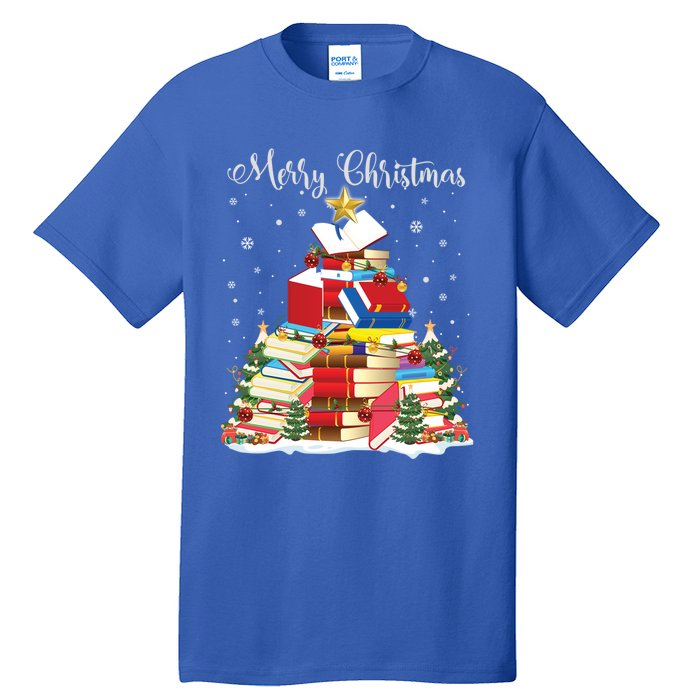 Books Christmas Tree Reading Gift Book Lover Pajama Funny Gift Tall T-Shirt