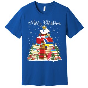 Books Christmas Tree Reading Gift Book Lover Pajama Funny Gift Premium T-Shirt