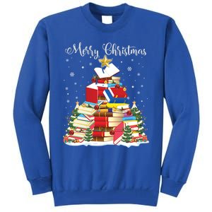 Books Christmas Tree Reading Gift Book Lover Pajama Funny Gift Tall Sweatshirt