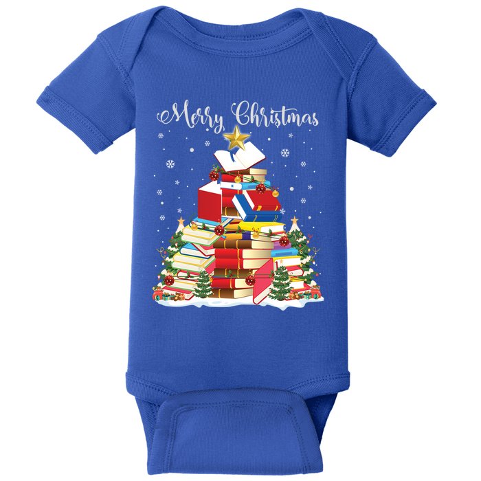 Books Christmas Tree Reading Gift Book Lover Pajama Funny Gift Baby Bodysuit